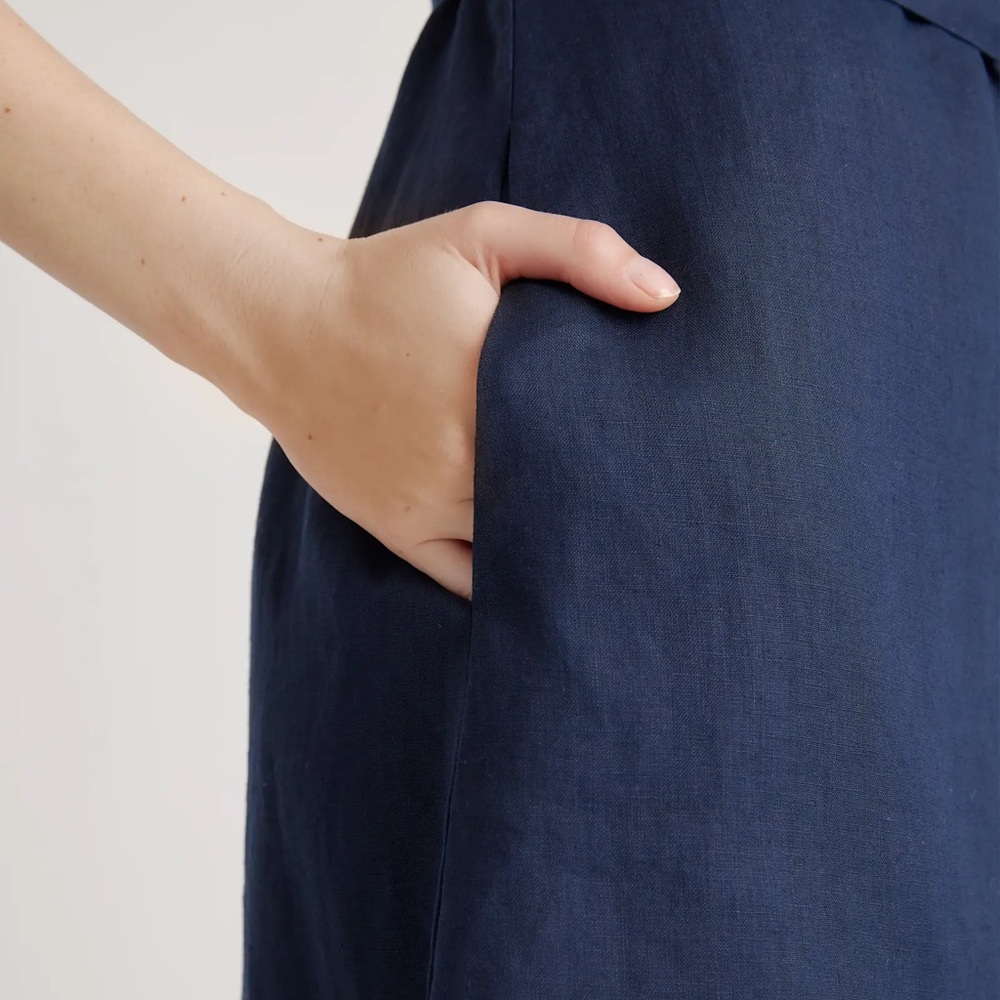 Quince Navy Button-Front Dress - Picture 4 of 8